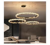 QWAXTRIW Modern Luxury Ceiling Chandelier Interior Decoration Shop Restaurant Living Room Crystal Pendant Lighs LED Ring Light(3-Color Light,3 ringsD80 60 40cm B)