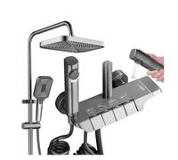 QWAXTRIW Piano Key Shower System Wall Mounted Bath Mixer Rainfall Shower Faucet Hot & Cold Water Control Bathroom Shower Set (Grey)