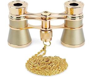 QWAXTRIW QWAXTRIW 3 x 25 Classic Foldable Opera Glasses Binoculars Metal Body with Chain Optical Lens Theater small portable telescope te