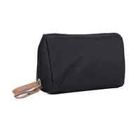 QWAXTRIW QWAXTRIW Nylon Cosmetics Pack Solid Color Simple Makeup Brushes Pouch Big Opening Small Objects Storage Bags Portable for Travel (Black)