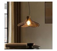 QWAXTRIW Simple and Modern Four-Leaf Clover Brown Glass Small Chandelier Bedside Hanging Lamp Retro Led Pendant Lighting(2 Colors Changeable,40cm)