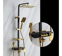 QWAXTRIW Thermostatic Rain Shower Faucet with Digital Display Wall Mounted Mixer Tap for Bath Hot & Cold Water Control Includes Handheld Showerhead D