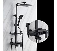 QWAXTRIW Thermostatic Rain Shower Set with Wall Mixer Tap Digital Display Bath Faucet Hot & Cold Water Control Includes Handheld Showerhead for Ultimate Relaxation