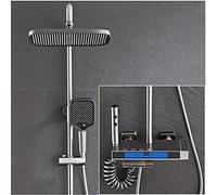 QWAXTRIW Thermostatic Shower Faucet Set Rainfall Shower Head & Handheld Combo Wall Mounted Waterfall Faucet with Temperature Display & Bidet Sprayer for Modern Bathrooms