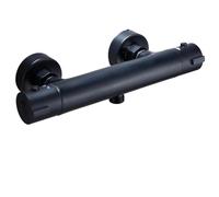 QWAXTRIW Thermostatic Shower Mixer Faucet Dual Handle Black Wall Mounted Shower Valve Hot & Cold Water Mixer Dual Outlet Bathroom Shower Accessories