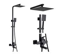 QWAXTRIW Thermostatic Shower Mixer Set Black & Chrome Rain Shower System with Digital Display Thermostatic Control Bath Faucet Complete Shower Kit for Modern Bathrooms