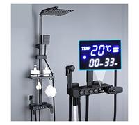QWAXTRIW Thermostatic Shower Set Black Digital Mixer Faucet 4 Way Shower System Luxury Thermostatic Bath Set Modern Rainfall Showerhead Bathroom Accessories Aqiong