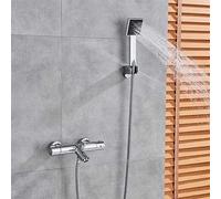 QWAXTRIW Wall Mounted Chrome Thermostatic Handheld Shower Mixer Constant Temperature Bathroom Shower Set for Ultimate Comfort and Style