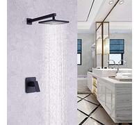 QWAXTRIW Wall Mounted Rainfall Shower Faucet Set 8 Inch Chrome Brass Hot & Cold Mixer Luxury In Wall Shower Head for Modern Bathroom Easy Installation Durable Design