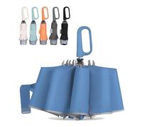 QWB TUMAAOTU Inverted Umbrella with Carabiner Handle, Compact Wind Proof Umbrellas For Rain and Sun Protection, Portable Reverse Folding Umbrella, Car Umbrella for Women Men, 10 Ribs, A-1 blue, 46 IN