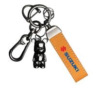 QWCPHGWZ Car Keychain Keyring for Suzuki,Replacement Key Fob Holder Key Ring Accessory Car Logo Keychain Suede,Yellow