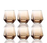 QWdfgS Beer Glass, Personalised Pint Glass,Drinking Cup 6 Pieces of 10oz Lead-Free Water Cups Craft Romantic Glassware(Yellow)