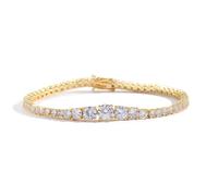 QWdfgS diamond bracelet, 18K Gold Plated, Classic Simulated Diamond Tennis Bracelet, Round Cut Cubic Zirconia Bracelets for Women, Wedding, Bridal(8 inch)