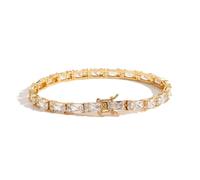 QWdfgS diamond bracelet, Sparkle Tennis Bracelets for Women 18K Gold Plated Classic Simulated Diamond Bracelet CZ for Wedding Bridal Prom Jewelry(Gold)