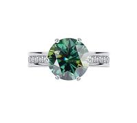 QWdfgS diamond ring, 5ct Moissanite Diamond Rings for Women D Color VVS1 Engagement Green/Yellow/Red Wedding with Certificate(Green,9)