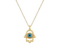 QWdfgS Necklace, Evil Eye Hamsa Hand Necklace for Women - 18K Gold Plated Protection Amulet Pendant with Cubic Zirconia