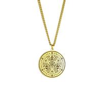 QWdfgS Necklace, Supernatural Enochian Magic Talisman Pendant AGLA Hexagram, Pentagram, Triangles & Concentric Circles(Gold)
