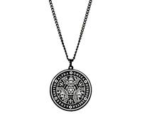 QWdfgS Necklace, Supernatural Enochian Magic Talisman Pendant AGLA Hexagram, Pentagram, Triangles & Concentric Circles(Black)