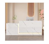 QWEASDF Reception Desk with LED Lights,Modern Front Desk, Checkout Counter Table for Office, Cafe, Salon, Lockable drawer,Reception Counter,Welcome Desk Checkout(B11,L59in)