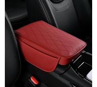 QWEDFSD PU Leather Centre Console Armrest Cover for Renault Captur II 2019 2020 2021 2022 2023 2024,Memory Foam Comfortable Centre Console Pad Height Increasing with Storage Bag, C/red