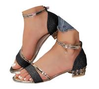 QWEDQWE Heels for Women 2026,Square Open Toe Slingback Short Heeled Comfortable Sparkly Ankle Strap Sandals Summer Casual Dressy Adjustable Buckle Sandal Party Dress Wedding Pump Shoes