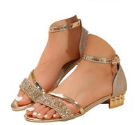 QWEDQWE Heels for Women 2026,Square Open Toe Slingback Short Heeled Comfortable Sparkly Ankle Strap Sandals Summer Casual Dressy Adjustable Buckle Sandal Party Dress Wedding Pump Shoes