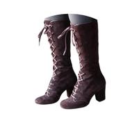 QWEDQWE Victorian Boot for Women 2026,70s Vintage Lace up Mid Heel Witch Granny Booties Renaissance Low Heel Boots Halloween Pointed Toe Side Zipper Kitten Heel Chunky Heel Ankle Boots