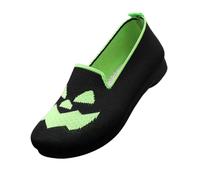 QWEDQWE Walking Shoes for Women 2026,Spooky Funny Spider Net Pumpkin Design Low Top Canvas Shoes Cute Soft Comfortable Knitted Flats Halloween Decoration Platform Slip On Walking Loafers Black