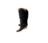 QWEDQWE Women's Slouchy Knee High Boots 2026,Round Toe Low Heel Slouchy Western Boot Breathable Chunky Heel Fashion Retro Classic Cowgirl Boots Side Zipper Comfortable Casual Stretch Shoes
