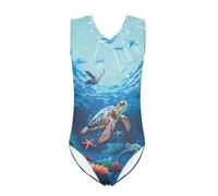 QWEFVB Green Cactus Gymnastics Leotards for Girls Stretch Leopards Dance Ballet Unitards,Underwater Sea Turtle