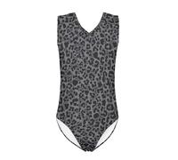 QWEFVB Gymnastics Leotard for Girls Outfit Kids Sleeveless Unitard One-Piece Dancewear,Leopard Print-Black