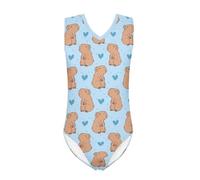 QWEFVB Gymnastics Leotards for Girls Sleeveless Bodysuit Dance Leotards Performance Costume,Capybara