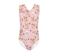 QWEFVB Gymnastics Leotards for Girls Sleeveless Bodysuit Dance Leotards Performance Costume,Dog and Paws