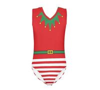 QWEFVB Gymnastics Leotards for Girls Sleeveless Bodysuit Dance Leotards Performance Costume,Funny Elf