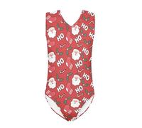 QWEFVB Gymnastics Leotards for Little Girls Tank Bodysuit Ballet Dancewear Sleeveless Athletic Dance Unitard,Christmas Santa Claus Ho