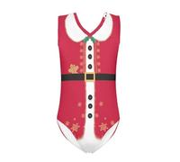 QWEFVB Gymnastics Leotards for Little Girls Tank Bodysuit Ballet Dancewear Sleeveless Athletic Dance Unitard,Christmas Santa Claus Costume
