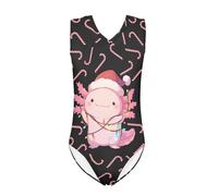QWEFVB Gymnastics Leotards for Little Girls Tank Bodysuit Ballet Dancewear Sleeveless Athletic Dance Unitard,Christmas Axolotl
