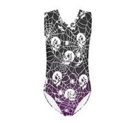 QWEFVB Gymnastics Leotards for Little Girls Tank Bodysuit Ballet Dancewear Sleeveless Athletic Dance Unitard,Halloween Skull