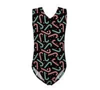 QWEFVB Gymnastics Leotards for Little Girls Tank Bodysuit Ballet Dancewear Sleeveless Athletic Dance Unitard,Black Candy Cane