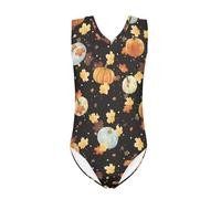 QWEFVB Gymnastics Leotards for Little Girls Tank Bodysuit Ballet Dancewear Sleeveless Athletic Dance Unitard,Pumpkin Maple Leaves