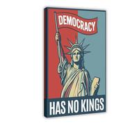 QWEJGFA Democracy Has No Kings Protest Canvas Poster Bedroom Decor Landscape Decor Gift 16x24inch(40x60cm)