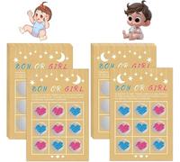 QWEPU 10PCS Gender Party Spiele, Sex Reveal Scratch Off Cards - Boy or Girl? Reveal Tic Tac Toe Board, Reveal Party Ideas & Scratch off Game (Boy + Girl)
