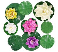 QWEPU Lily Pads for Ponds,12PCS Artificial Floating Foam Lotus Leaves,Realistic Water Lily Pads Lotus Leave for Fish Pool Garden Pond Fountain Patio Fountain Decoration (4 Sizes)