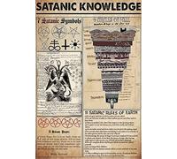 QWEQWEQ Satanic Knowledge Metal Tin Signs Print Poster 11 Sataniq Rules Of Earth Popular Science School Garden Hospital Farm Information Table Bar Garage Club Kitchen Home Wall Decoration Gift