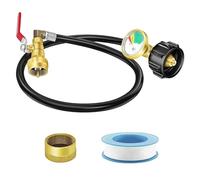 Qweradr Propane Refill Hose Kit with 36In Refill Hose, Shut Off Valve, Gauge - Silver, Plastic, 1LB, Hardware Components, 1 Package