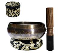 Qwertfeet Tibetan Singing Set with Double Ended Stroker Cushion Handmade in Nepal for and Mindfulness Healing