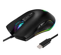 Qwertfeet USB C Mouse Type C Ergonomic Wired Mouse RGB Gaming Mouse Optical Mouse