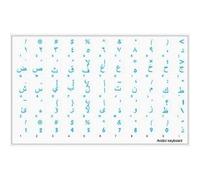 Qwerty Keys Arabic Transparent Keyboard Stickers With BLUE Letters - Suitable for ANY Keyboard