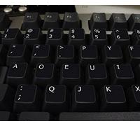 Qwerty Keys Dvorak Non Transparent BLACK Stickers with White Letters - Suitable for ANY Keyboard