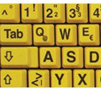 Qwerty Keys German Deutsch Large Lettering Non-Transparent YELLOW Keyboard Stickers With BLACK Letters - Suitable for ANY Keyboard